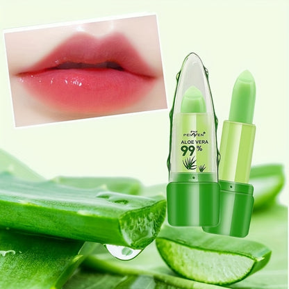 Aloe Vera Lip Balm, Magic Temperature Color Change Lipstick, Hydrating & Moisturizing