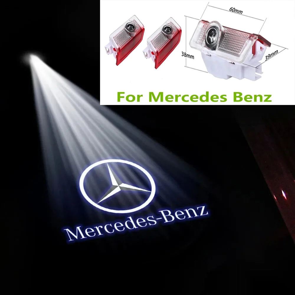 2pcs Car Door Logo Led Light Accessories Styling For Mercedes Benz A C E GLC GLA GLE Class W205 W212 W213 X253 X156 W166 X247