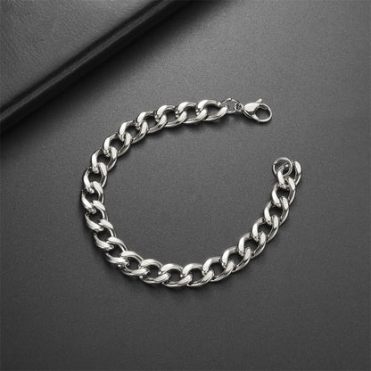 My Shape Fashion Cuban Chain Men Bracelet Stainless Steel 3/5/7/9mm Width Chain Bracelets Figaro Chain Boy Wrist Jewelry Couple