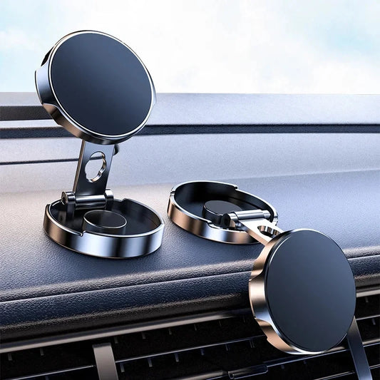 Round Folding Magnetic Car Holder 360 Degree Rotatable Mobile Phone Bracket Mount Strong Magnet Support For iPhone Samsung Stand