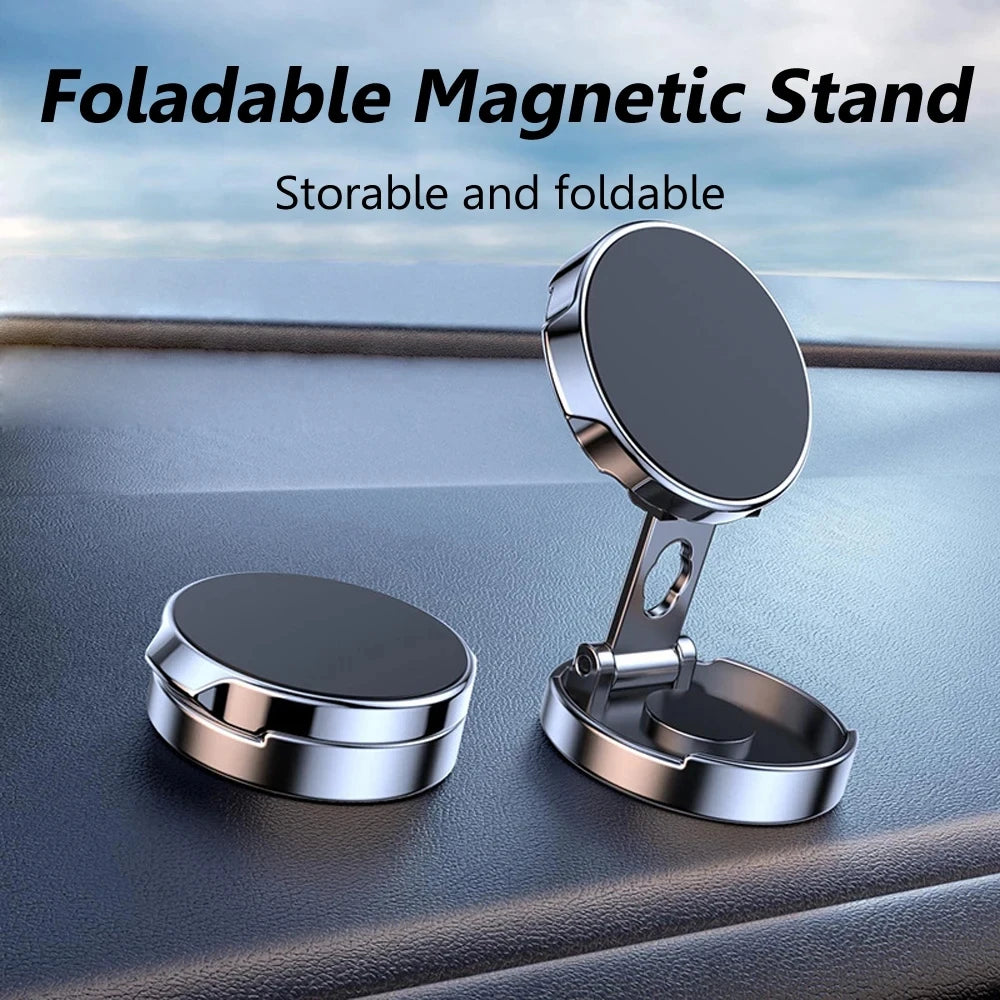 Round Folding Magnetic Car Holder 360 Degree Rotatable Mobile Phone Bracket Mount Strong Magnet Support For iPhone Samsung Stand