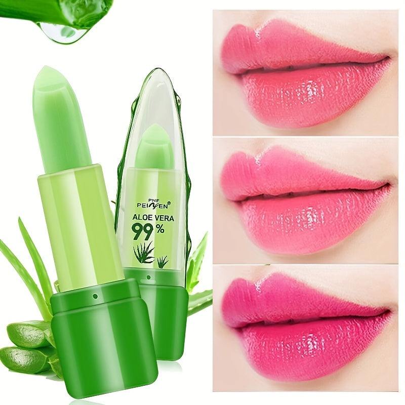 Aloe Vera Lip Balm, Magic Temperature Color Change Lipstick, Hydrating & Moisturizing